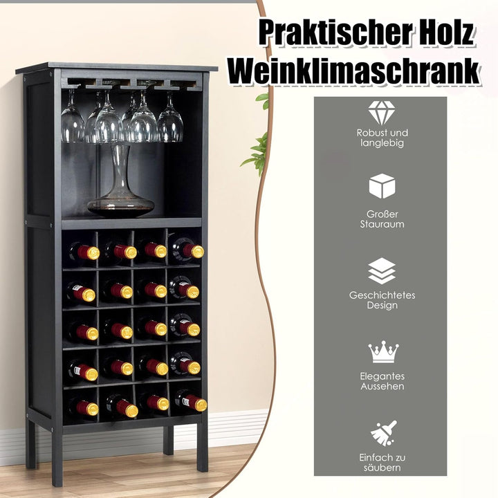 KOMFOTTEU Weinschrank, Weinständer mit 20 Flaschen & 4 Reihen Weinglashalter, Flaschenständer stehen