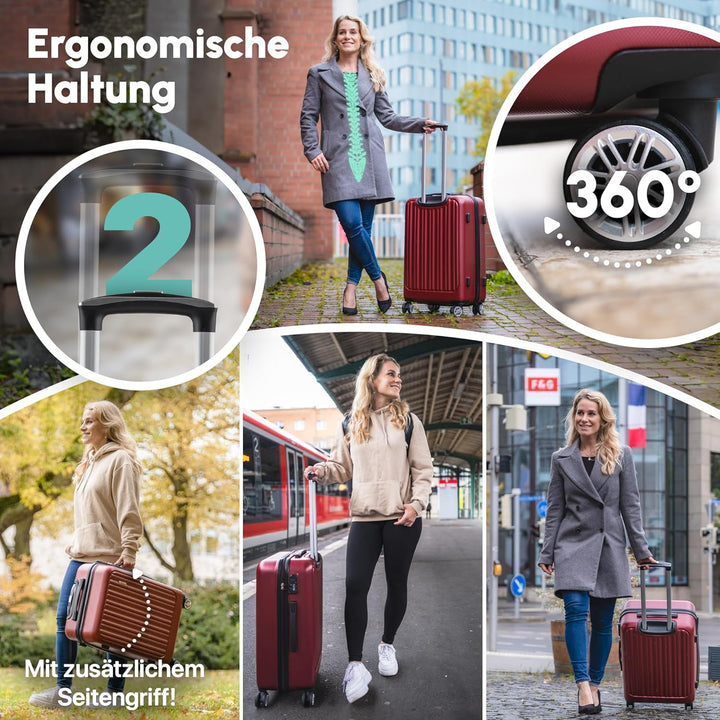 Easy Move ABS Hartschalenkoffer [ERGONOMISCH & SICHER] - Grosser Trolley Koffer mit 360° Rädern, Zah