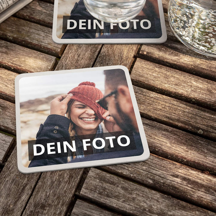 Bierdeckel mit Foto personalisiert - Eckig, Pappe, 500er Set Karton 500er Set, Karton 500er Set