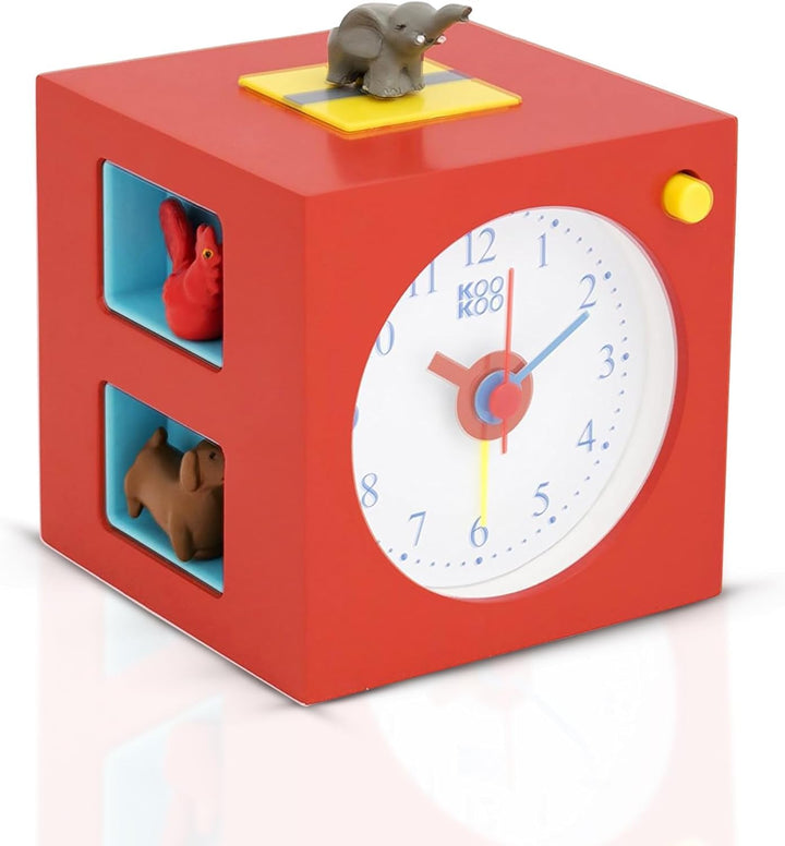 KOOKOO KidsAlarm Rot, Kinderwecker mit 5 Bauernhoftieren und echten Aufnahmen, Rot