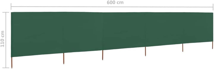 5 Paneele Windschutz Stoff 600x80cm Grün Camping Windschutz Blocker Windblocker Garten Strand Sonnen
