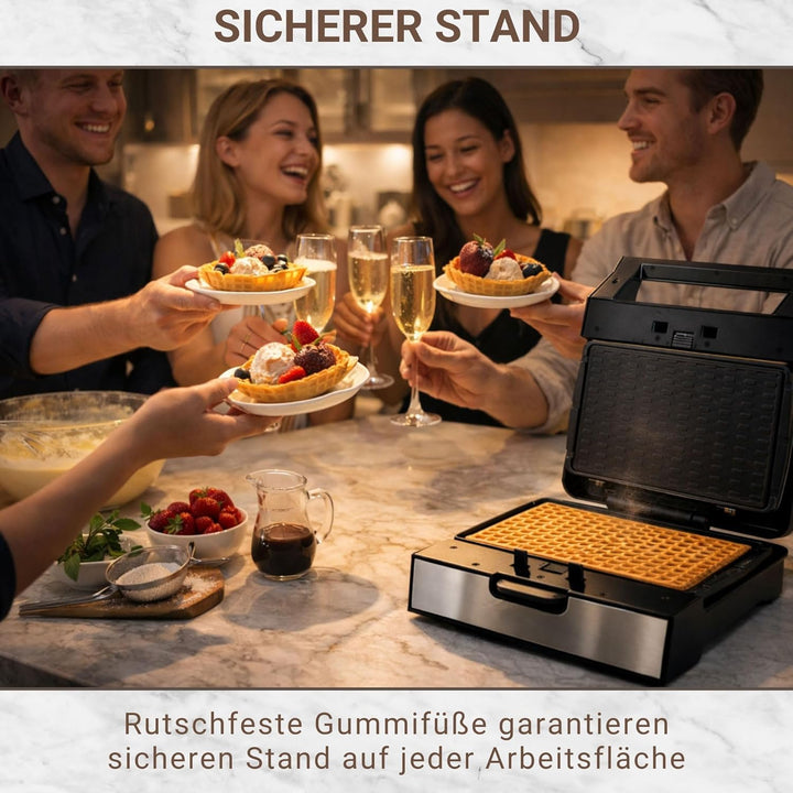 Syntrox Thin Waffle Maker mit Wechselplatten, Edelstahl, schnelles Aufheizen, Antihaftbeschichtet, v