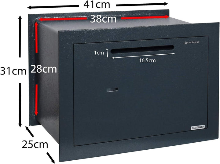 Genie Hand – Mechanische Wandtresorbox Klein mit Einwurfschlitz – Doppelbartschloss Moyen, Moyen