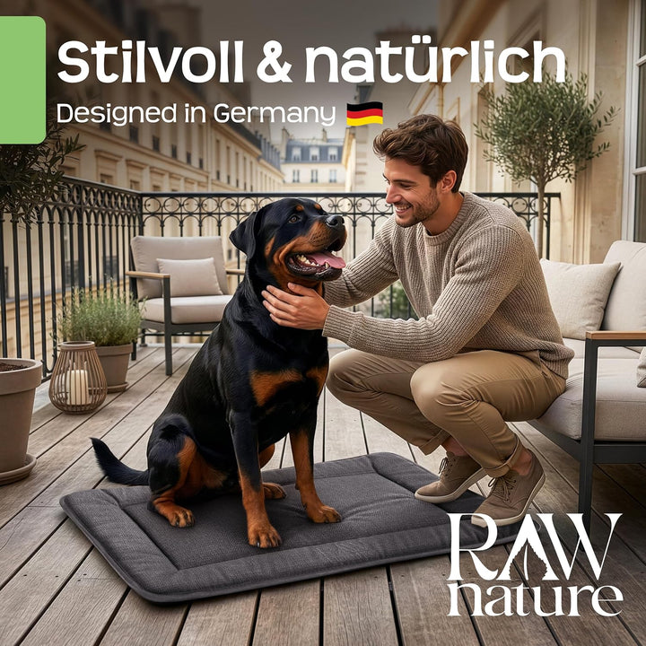 RAW Nature Hundematte KIVO S – 60x45x3 cm Alpengrau, rutschfeste Hundeliegematte aus Cord, waschbar,