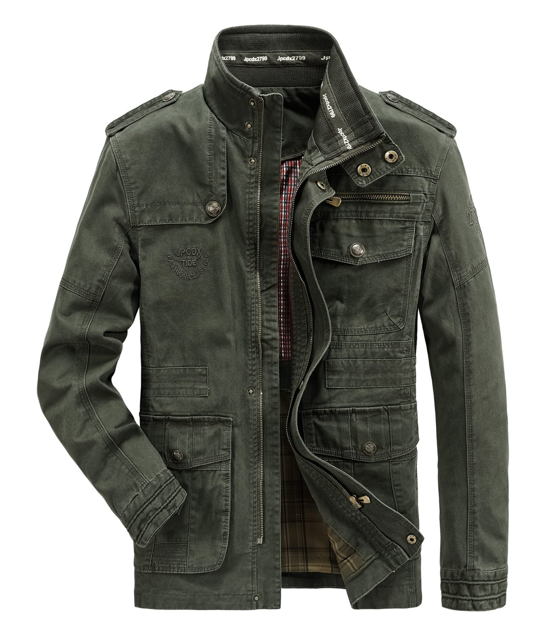MERCIYD Herren Übergangsjacke Cargo Jacke Männer Stehkragen Baumwolle Jacke Multi Taschen Armeejacke