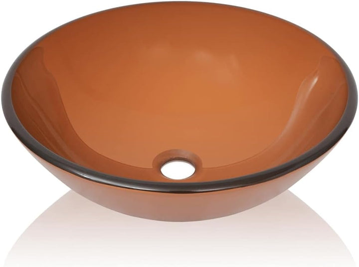 vidaXL Waschbecken Hartglas 42cm Braun Aufsatzbecken Waschschale Waschtisch, Braun