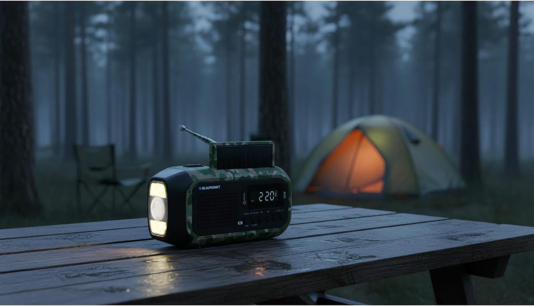 Blaupunkt ER20GC Notradio Solar AM FM Generator Handgenerator USB C Powerbank Taschenlampe LED Lesel