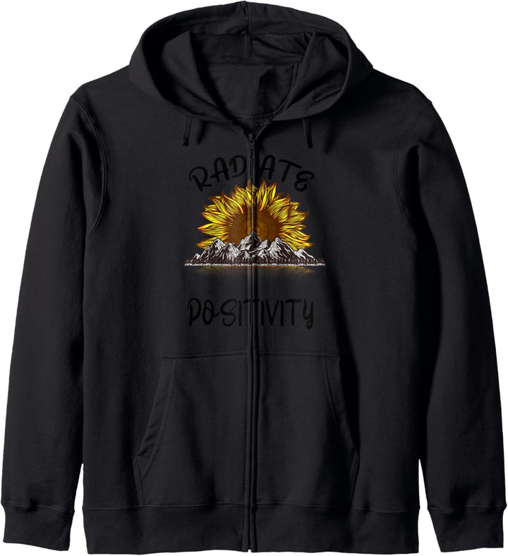 Radiate Positivity Shirt Sunflower Inspirational Message Kapuzenjacke