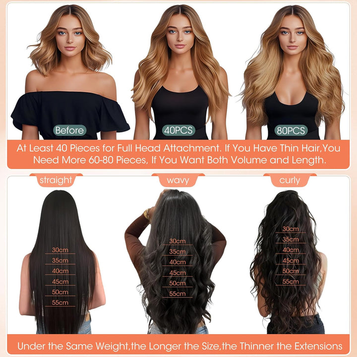 Benehair Tape in Extensions Echthaar, Invisible Tape Extensions Echt Haar, 35CM Haarverlängerung Ech