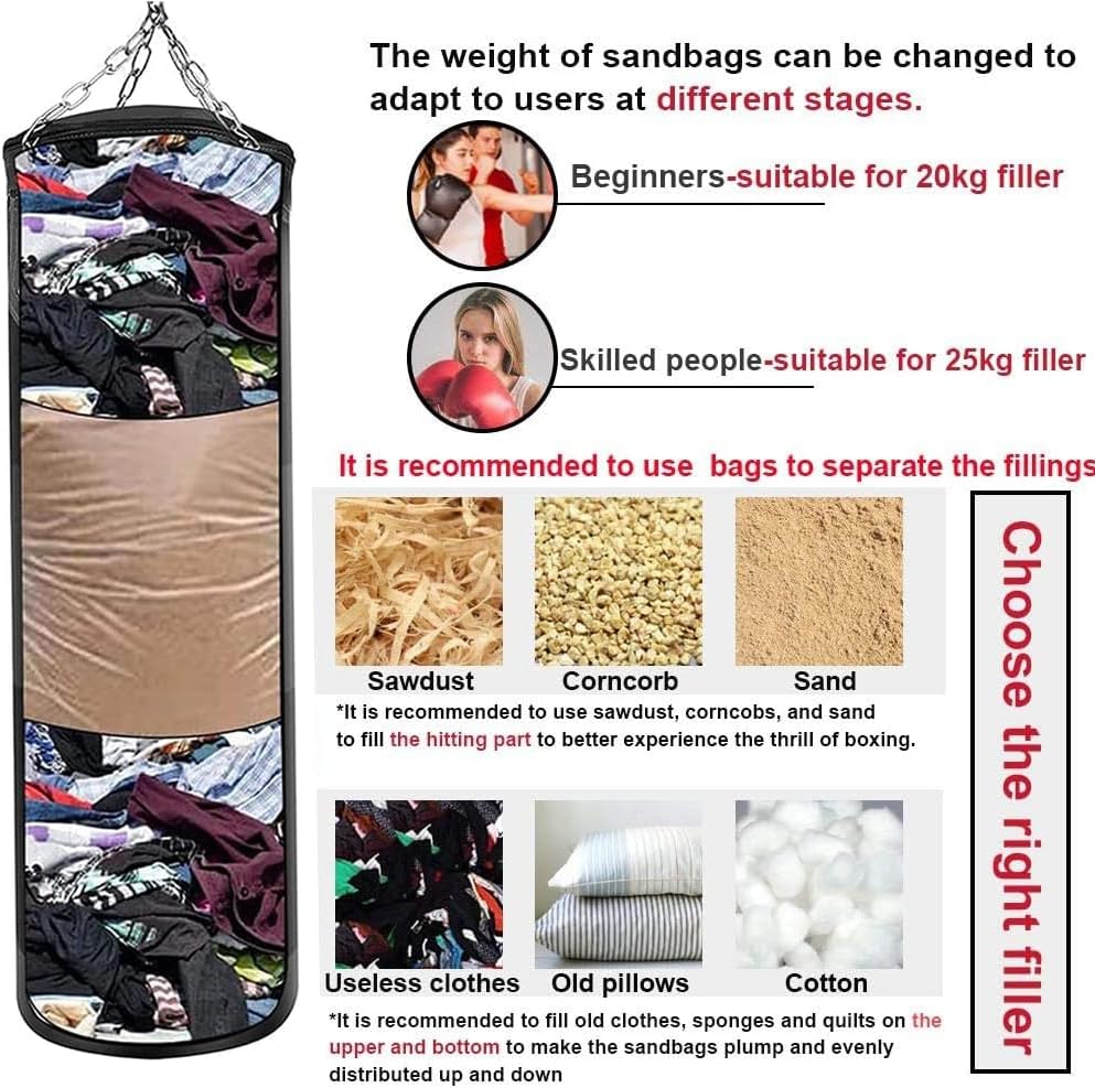 Boxsack Hängend für Erwachsene Kinder Ungefüllt: JanTeelGO 120cm Oxford Stoff Boxing Punching Bag Se