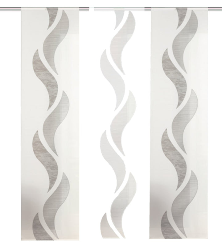 Home Fashion Welle Schiebevorhang Set, Stoff, Braun, 245 x 60 cm, 3-Einheiten