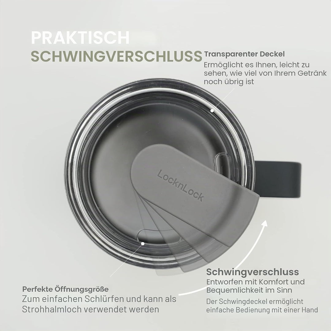 LocknLock Metro Becher Premium 18/8 Edelstahl doppelwandig isoliert mit Griff, perfekt für Tisch mit