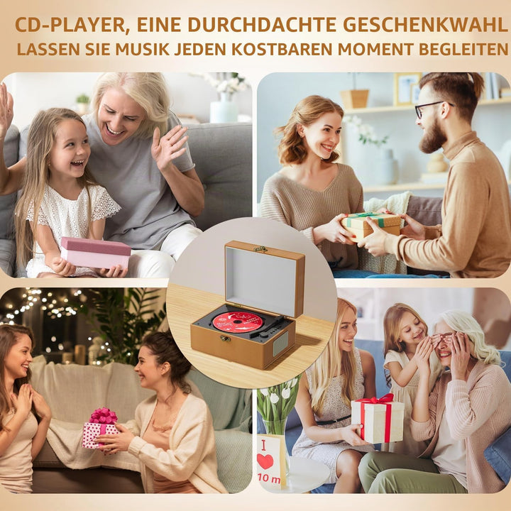 Yintiny Brauner CD-Player aus Leder mit Lautsprechern für Heimdekoration, braun