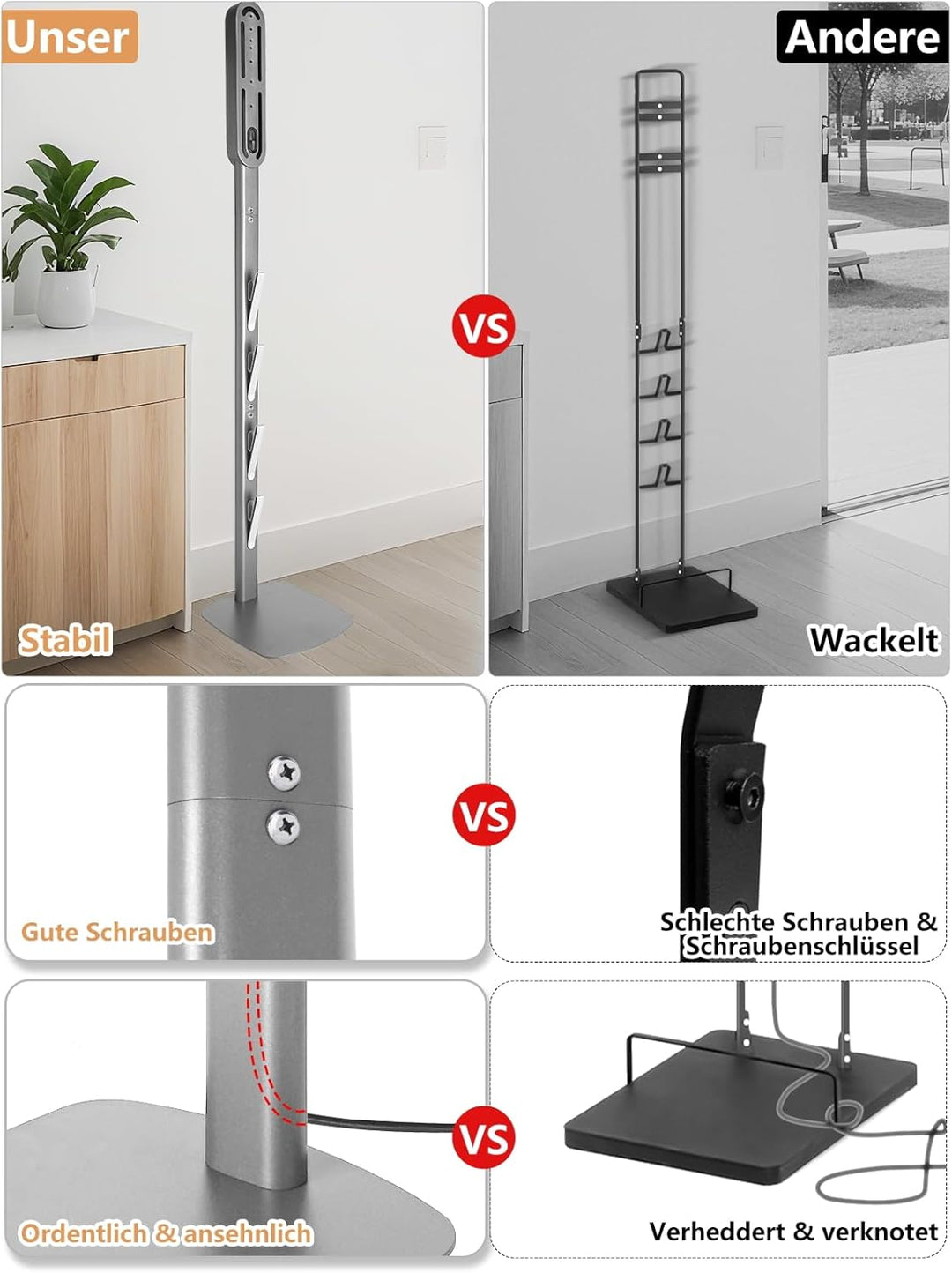 Staubsauger Ständer – Kompatibel mit Dyson Gen5, V15, V12, V11, V10, V8, V7, V6 Silber, Silber