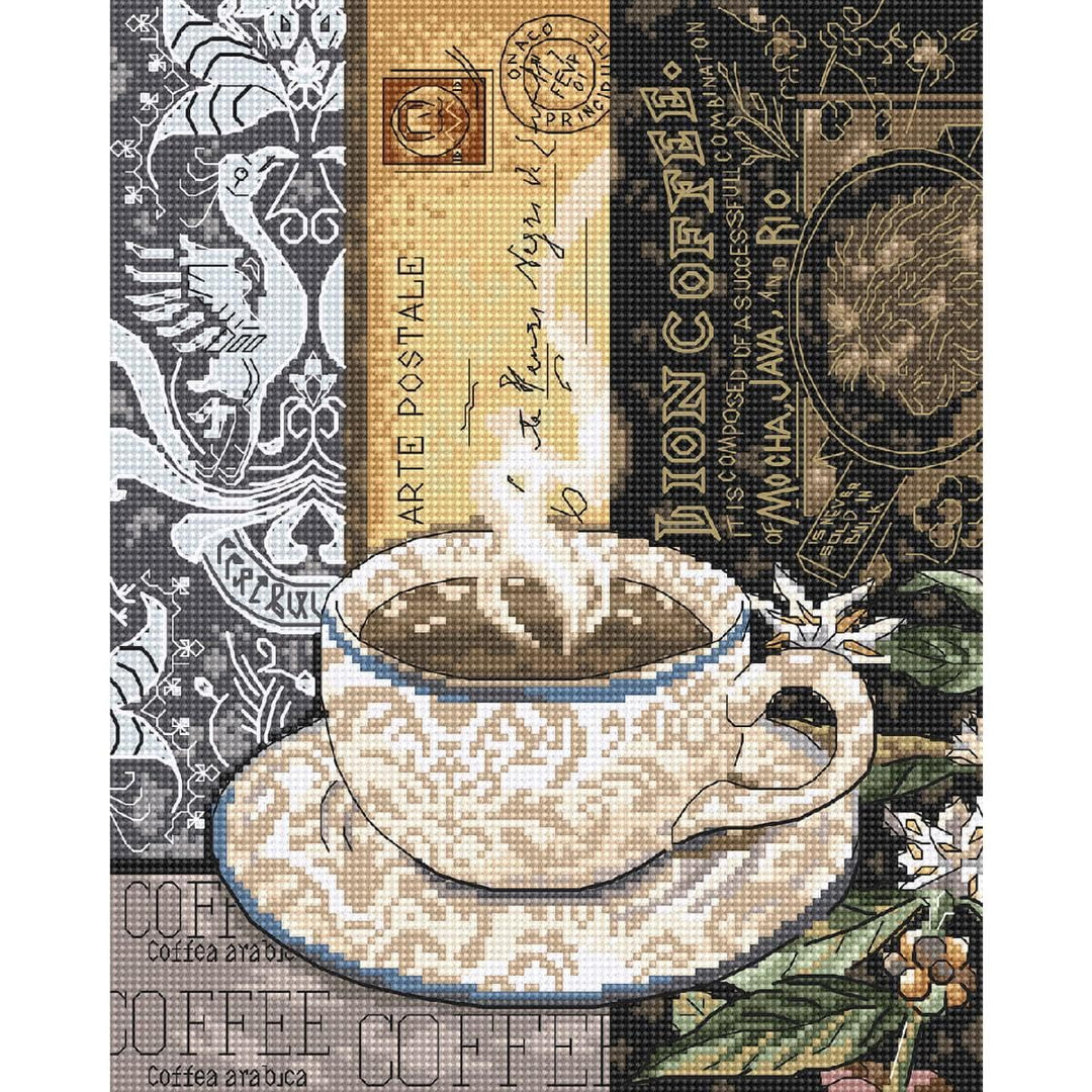 Letistitch Kreuzstich Set Löwenkaffee C Zählmuster, 22x18cm