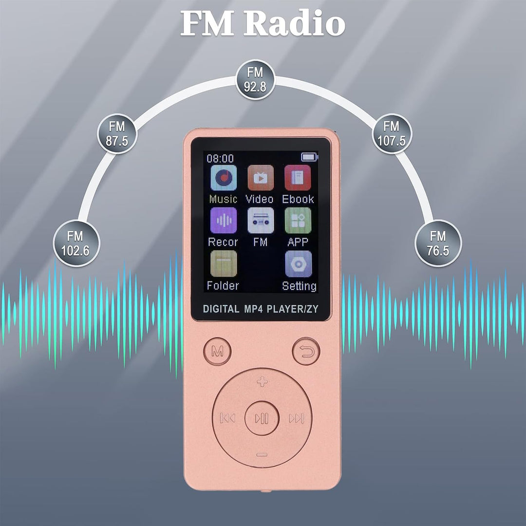 MP3-Player mit Bluetooth, HiFi-Sound, 1,8-Zoll-Bildschirm, Tragbarer Musik-Player mit Kopfhörern, Ra