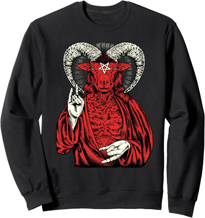 Satanische Rote Ziege Baphomet Goth Sweatshirt