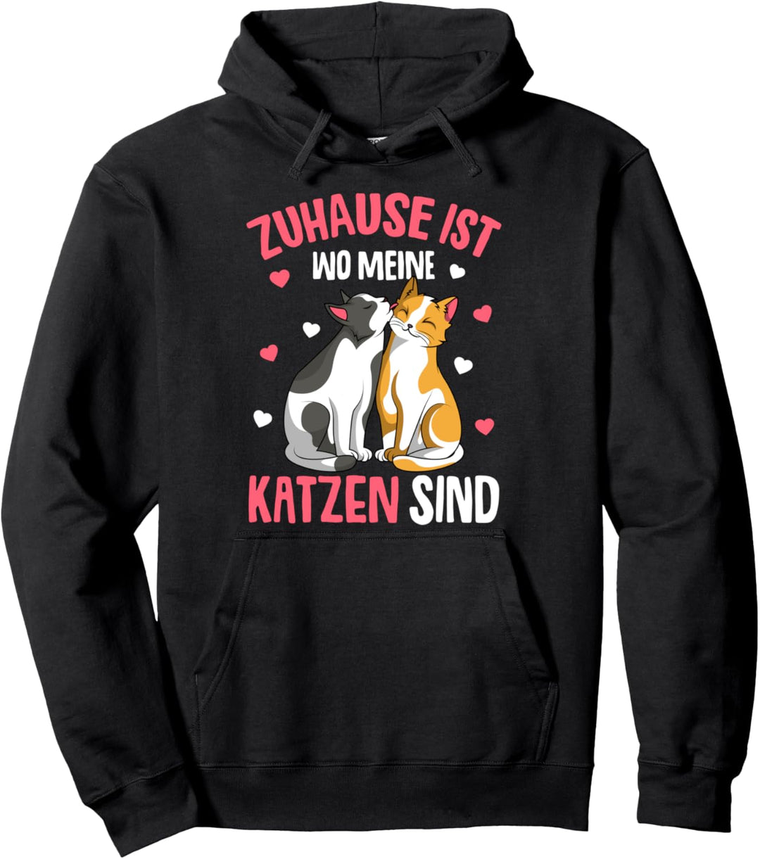 Zuhause ist wo meine Katzen sind Katze Kinder Mädchen Damen Pullover Hoodie