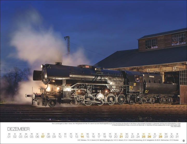 Feurige Dampfloks Posterkalender 2025: Besonderer Wandkalender mit 12 traumhaften Fotos von kraftvol