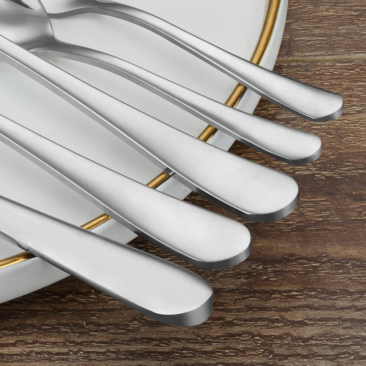 BEWOS Besteck Set für12 Personen - 60 Teilig Essbesteck Set inkl. Messer, Gabel, Löffel, Besteck Ede