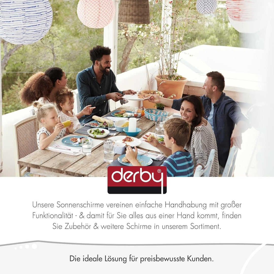 derby Sonnenschirm 200 in Apfelgrün I Runder Sonnenschirm für Strand sowie Balkon & Terrasse I Schir