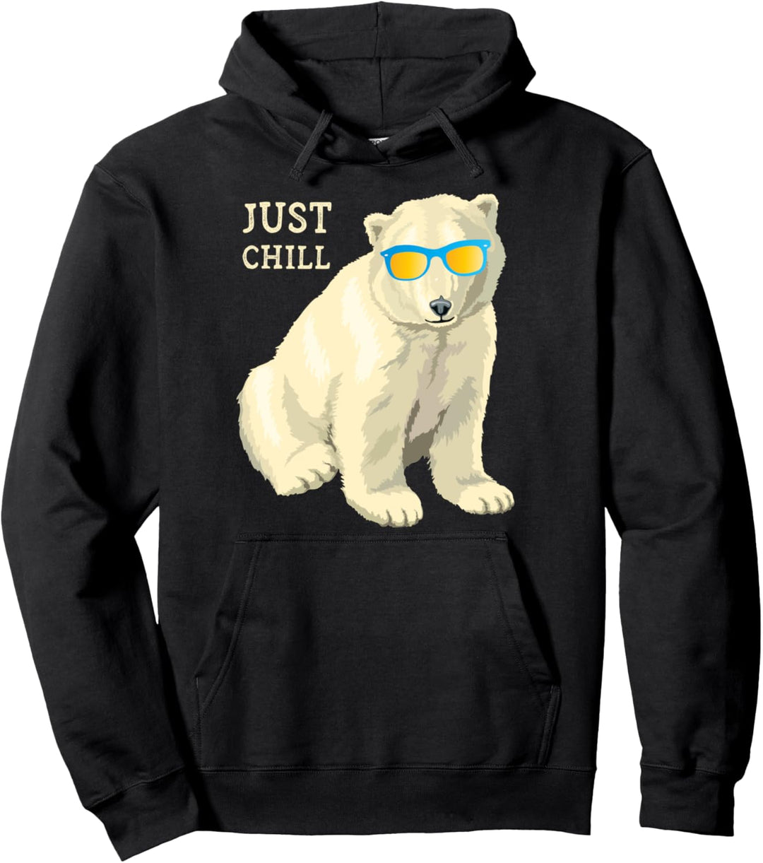 Einfach Chill Eisbär Sonnenbrille Lustiges Zitat Sprichwort Pullover Hoodie