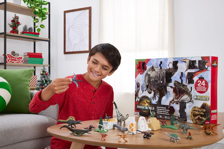 Mattel JGB67 - Jurassic World - Adventskalender - 24 Überraschungen - 18 Dinosaurier Figuren & Zubeh