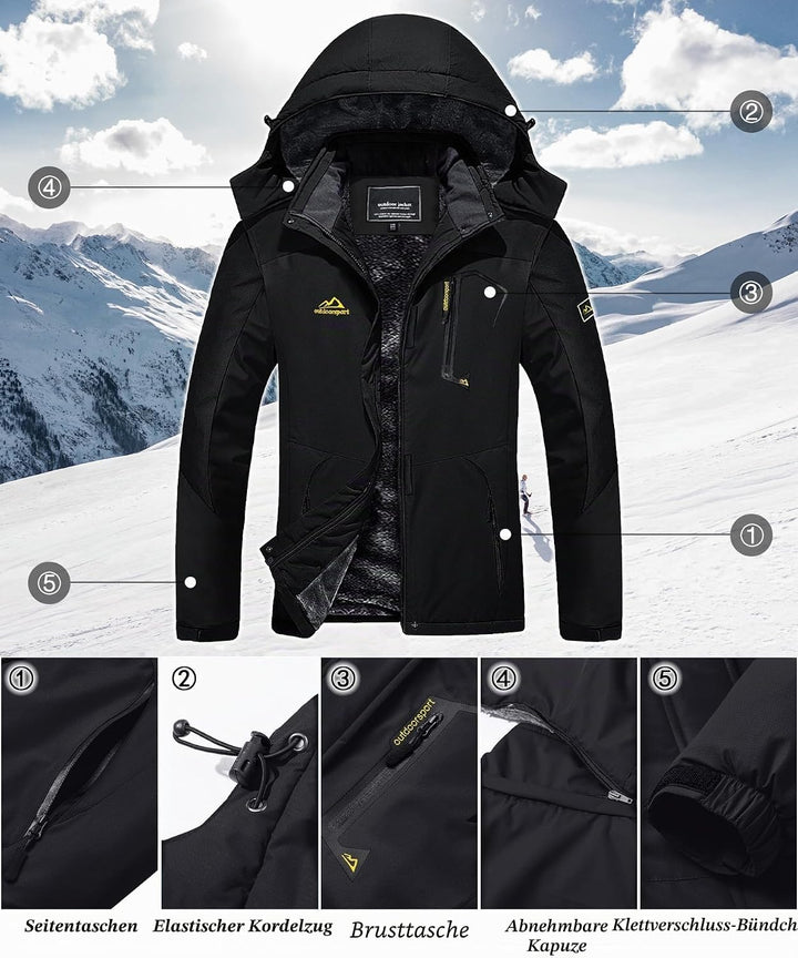 TACVASEN Damen Übergangsjacke Warm Winterjacke Gefüttert Wanderjacke Ski Jacket mit Wasserdichtem Re
