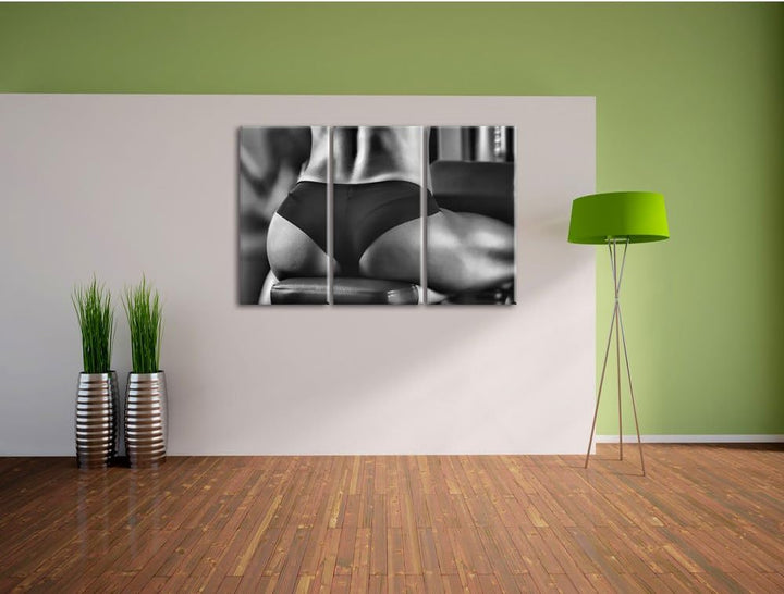 Pixxprint Frauenkörper von hinten als Leinwandbild/Grösse: 3 Teilig (120x80 cm) cm/Wandbild/Kunstdru