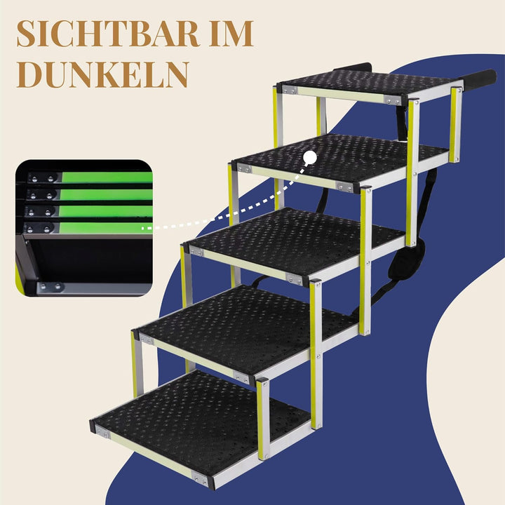 Hundetreppe Auto Klappbar - Hundetreppe Grosse Hunde für SUV - Leuchtende Leitmarkierung - Gelenksch