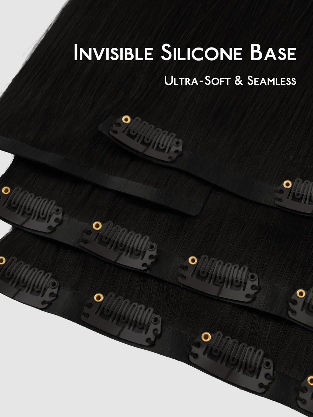 Nahtlose Clip In Extensions Echthaar, 50cm 7pcs 150g Tief Schwarz Echthaar Extensions Clip Remy Natü