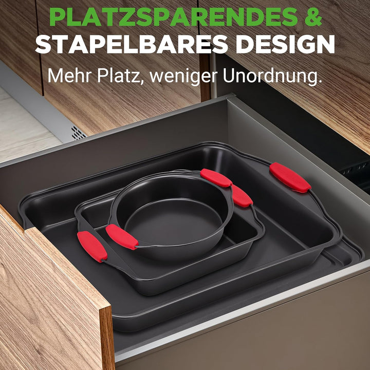 NutriChef NCSBS8S hitzeroten Silikongriffen, ofenfest, Eisen, schwarz 8 Piece Set Schwarz, 8 Piece S