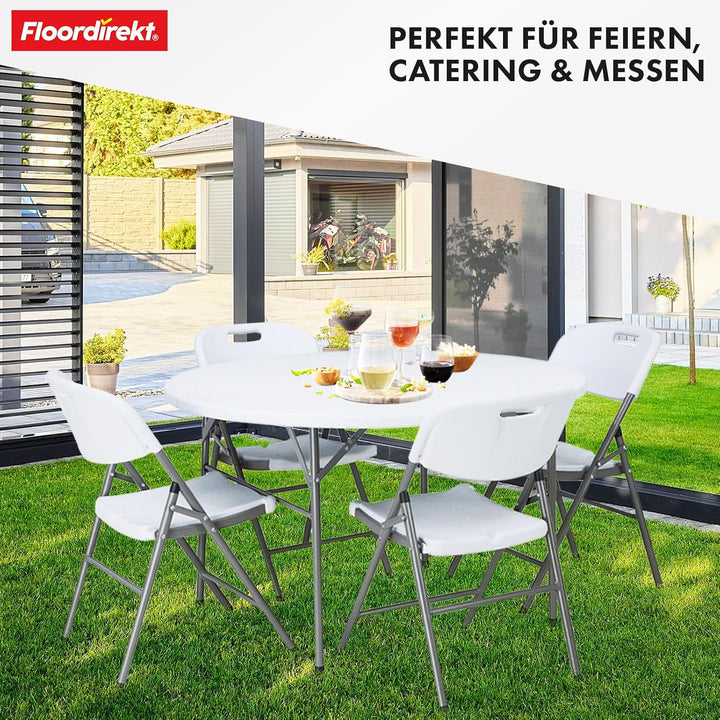 Floordirekt- Gartentisch Klappbar Kunststoff 120x74 cm - Buffettisch mit Tragegriff - Klapptisch für
