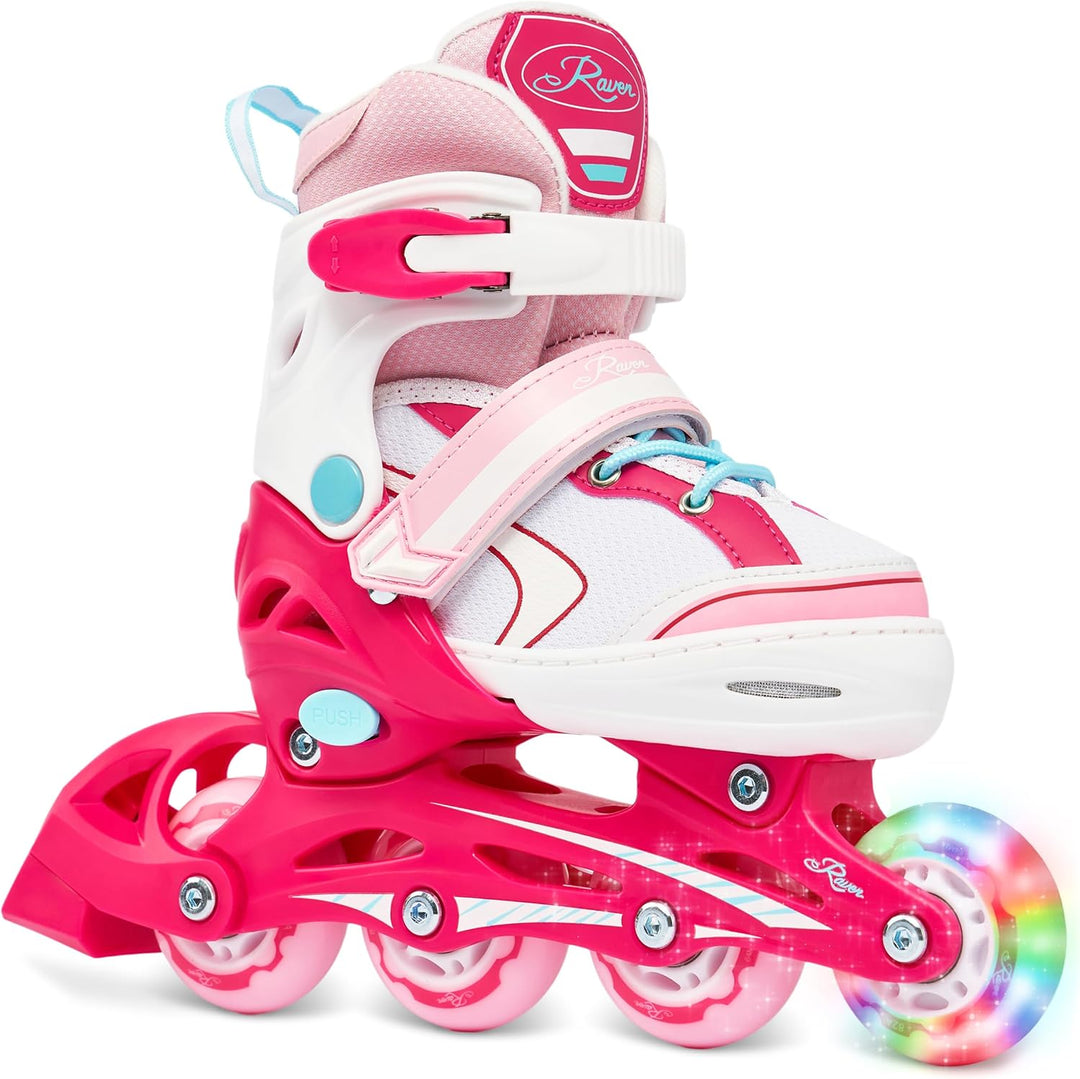 Kinder Inline Skates Inliner Raven Lia verstellbar mit LED Leuchtrad 27-30 (16,5-18,5cm) Raven Lia P