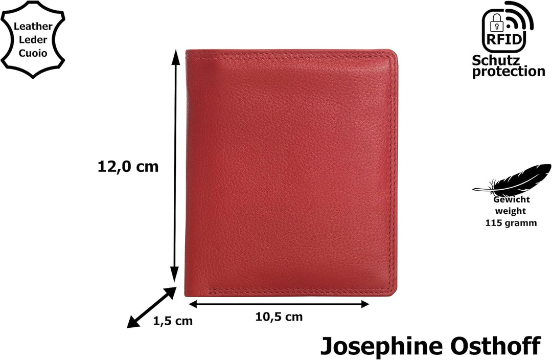 Josephine Osthoff MOOS Geldbörse echt Leder mit RFID Schutz, Farbe:Kirsche, Kirsche