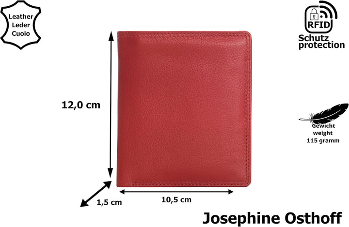 Josephine Osthoff MOOS Geldbörse echt Leder mit RFID Schutz, Farbe:Kirsche, Kirsche