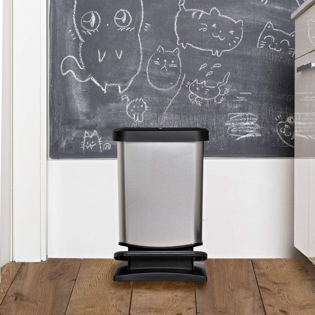 Rotho Paso Mülleimer 20l mit Pedal und Deckel, Kunststoff (PP) BPA-frei, carbonmetallic, 20l (29.3 x