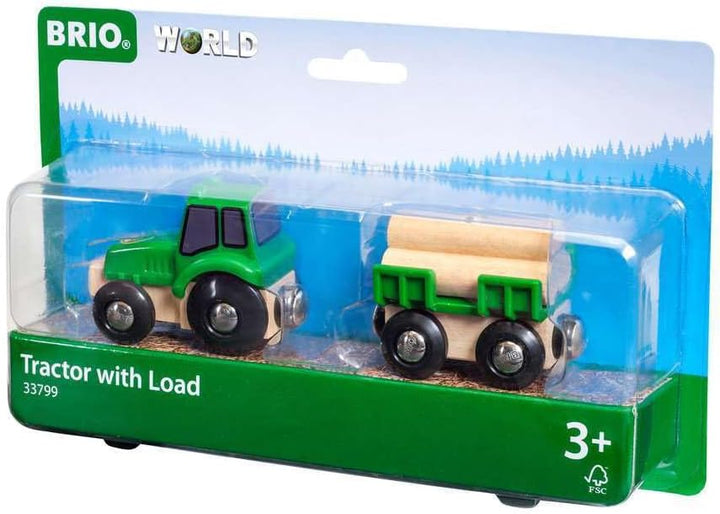 BRIO Bahn 33825 - Polizeiwagen mit Licht und Sound & Bahn 33799 - Traktor mit Holz-Anhänger Polizeiw