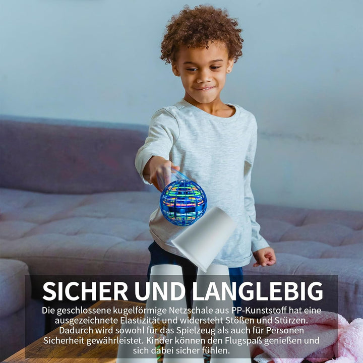 Fliegender Ball Spielzeug (Blau), LED Flying Spinner, Magic Hover Schwebe Magischer Ball, Bumerang D