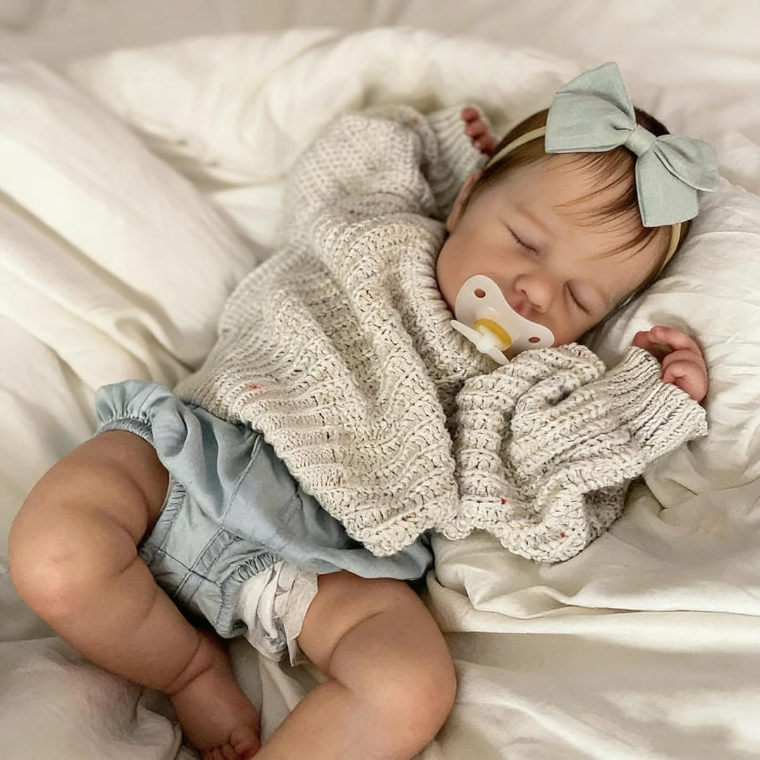 Zero Pam Baby Reborn Babypuppe für Mädchen, geschlossene Augen, 50 cm, Silikon, kompletter Körper, r