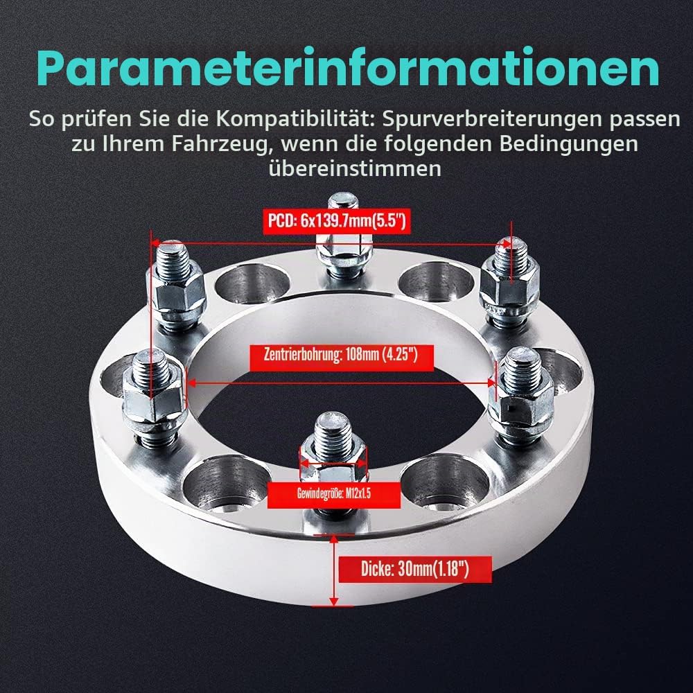 maXpeedingrods 4x Spurverbreiterung Spurplatten wheel spacers für i-350/370/280/290 6x139.7mm 30mm S