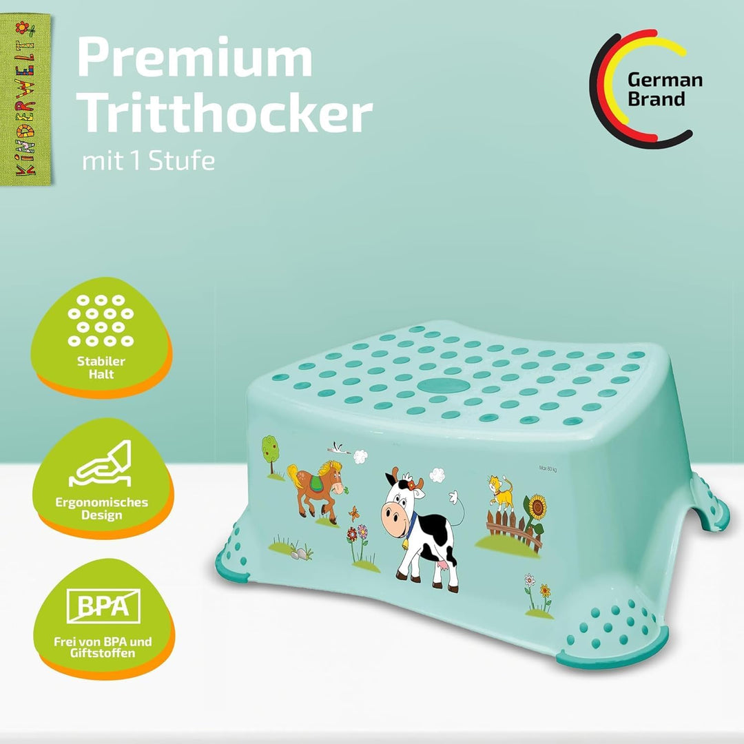 KiNDERWELT Premium Tritthocker für Kinder und Babys, weiss, Tritthocker Stufe für Kleinkinder ab 18