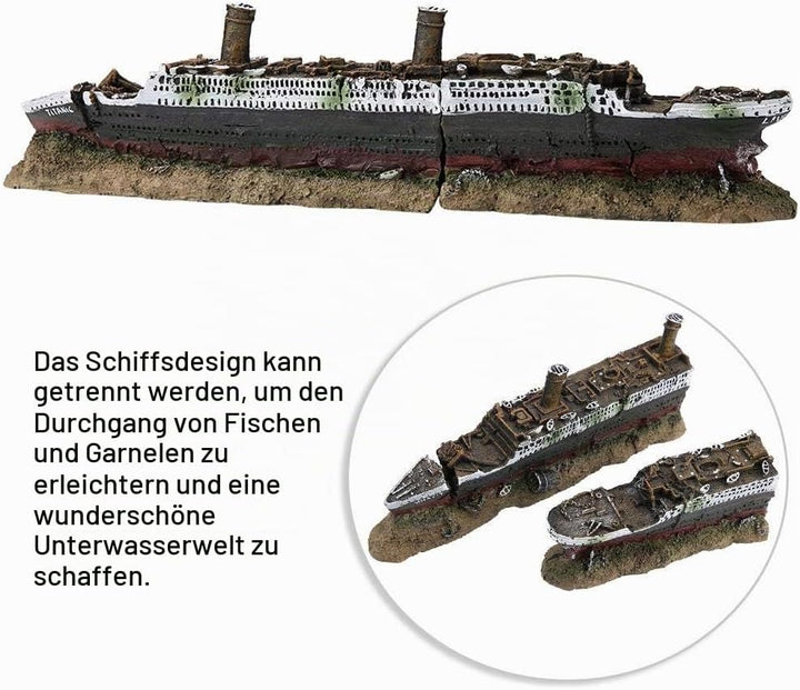HEEPDD Aquarium Dekoration Schiff, Aquarium Schiffbruch Dekorationen Aquarium Ornamente Harz Materia