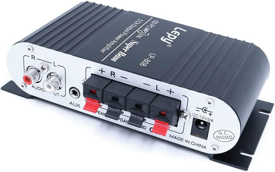 LP-808 Tragbarer 12-V-MiNi-HiFi-Verstärker mit 3-A-Netzteil für Autotelefon zu Hause - Schwarz