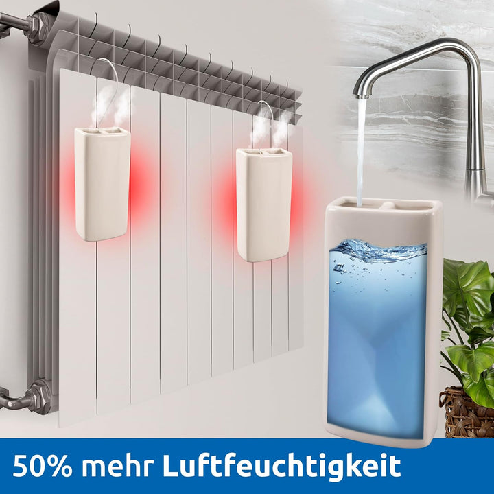 BonAura® Luftbefeuchter Heizung Keramik I Haken & Duftöl [8er Spar-Set, 400ml] I Wasserverdunster fü