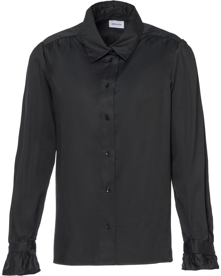 Seidensticker Damen Regular Fit Langarm Bluse 36 Schwarz, 36 Schwarz