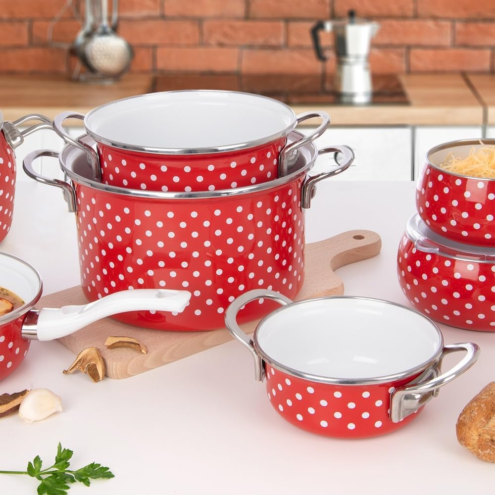 orion group Emaille Kochtopf 2 l Ø 18 cm – Praktischer Kochtopf mit ergonomischen Griffen – Für alle