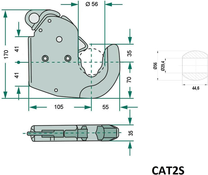 Unterlenker Fanghaken Kat.2s Schnellkuppler bis 66 KW / 90 PS 2er Set + Kugel Kat. 2S 66 KW 90 PS, K