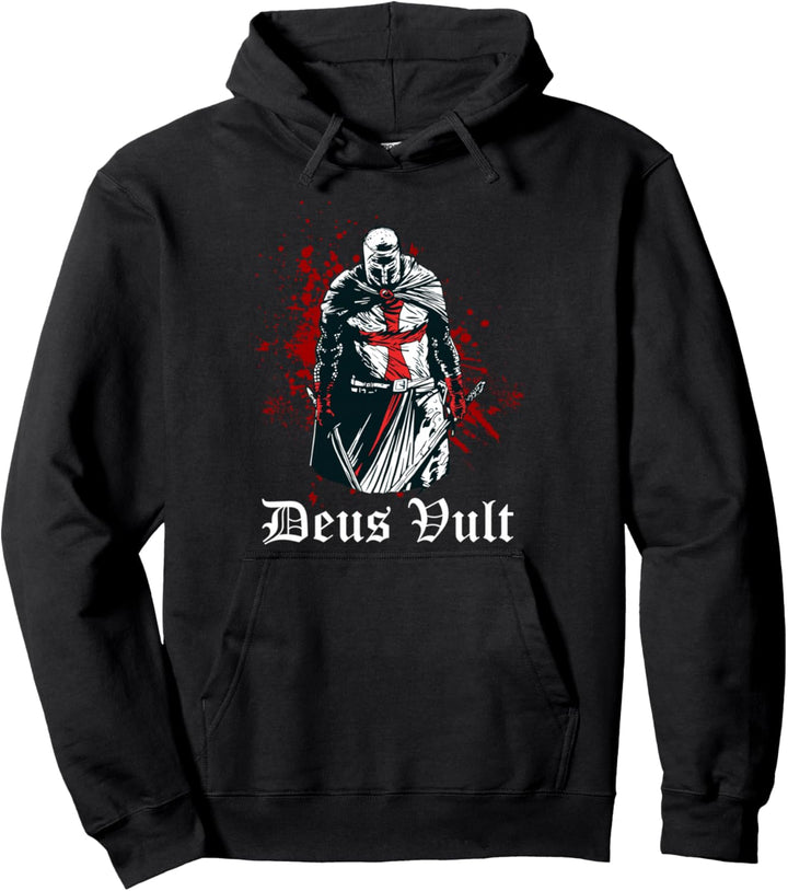 Deus Vult Kreuzritter Tempelritter Mittelalter Pullover Hoodie