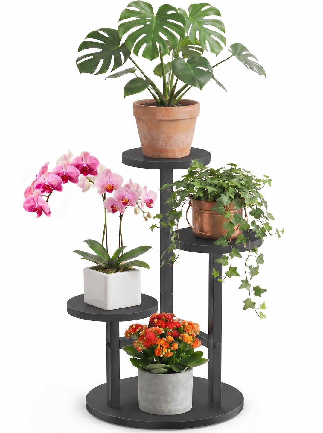 Pflanzenständer, 3 Etagen Blumenständer Innen, Blumenhocker Ecke, Blumentopfständer Metall, Pflanzen